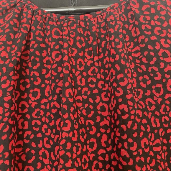 Boden Dress Poinsettia Blossom Leopard Print Size US 2P Red Black Sheer Lined - Picture 4 of 10